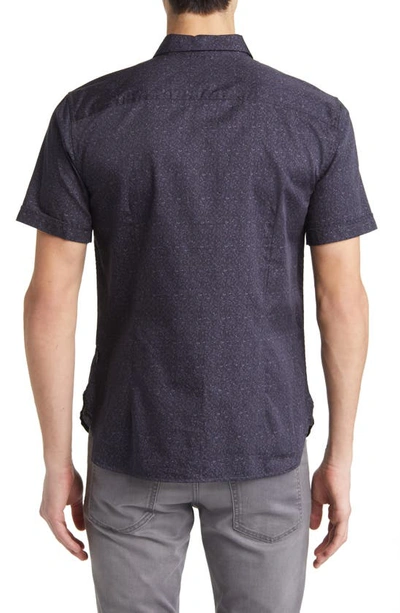 Shop John Varvatos Loren Floral Short Sleeve Button-up Shirt In Black