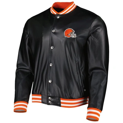 Shop The Wild Collective Black Cleveland Browns Metallic Bomber Full-snap Jacket