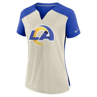 Shop Nike Bone/royal Los Angeles Rams Impact Exceed Performance Notch Neck T-shirt In Cream