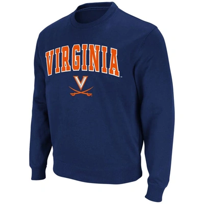 Shop Colosseum Navy Virginia Cavaliers Team Arch & Logo Tackle Twill Pullover Sweatshirt