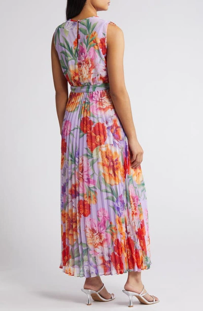 Shop Julia Jordan Floral Pleated Maxi Dress In Lilac Multi