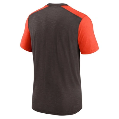 Shop Nike Heathered Brown/heathered Orange Cleveland Browns Color Block Team Name T-shirt