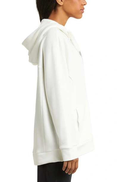 Shop Zella Amazing Fleece Full Zip Hoodie In Ivory Egret