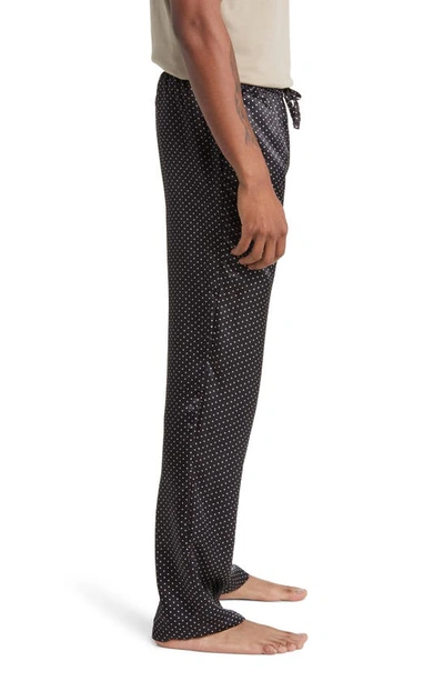 Shop Majestic Silk Charmeuse Pajama Pants In Black Dot / Black Piping