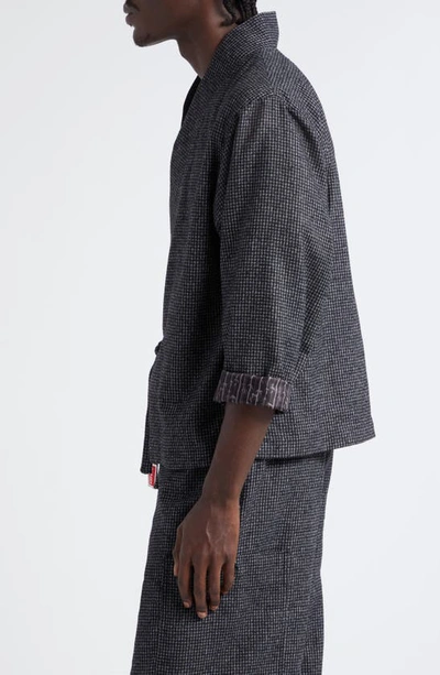Shop Kenzo Houndstooth Collarless Jacket In 98- Anthracite
