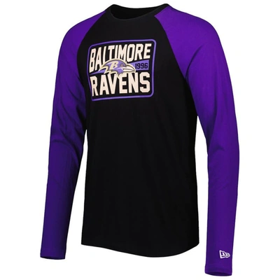 Shop New Era Black Baltimore Ravens Current Raglan Long Sleeve T-shirt