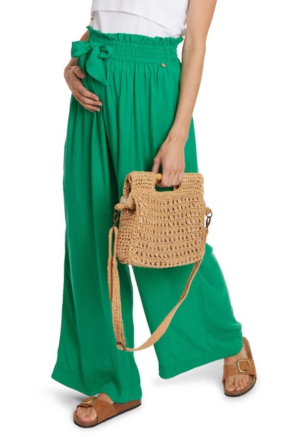 Shop Cache Coeur Sahel Smocked Twill Maternity Pants In Green