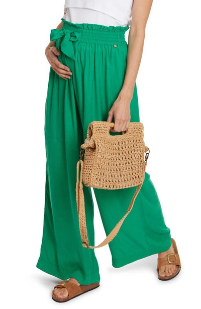 Cache Coeur Sahel Smocked Twill Maternity Shorts In Green
