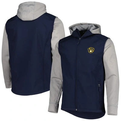 Shop Dunbrooke Navy/heather Gray Milwaukee Brewers Alpha Full-zip Jacket