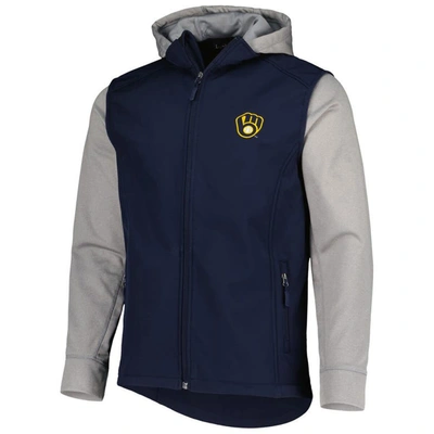 Shop Dunbrooke Navy/heather Gray Milwaukee Brewers Alpha Full-zip Jacket