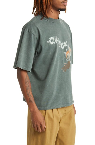 Shop Checks Campfire Graphic T-shirt In Deep Olive