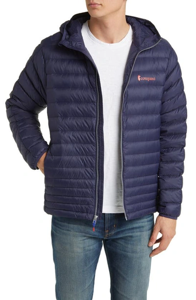 Shop Cotopaxi Fuego Water Resistant 800 Fill Power Down Hooded Jacket In Maritime