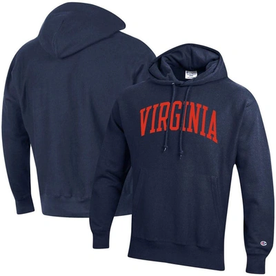 Shop Champion Navy Virginia Cavaliers Team Arch Reverse Weave Pullover Hoodie