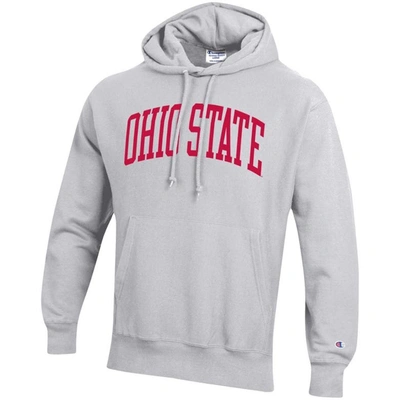 Shop Champion Heathered Gray Ohio State Buckeyes Team Arch Reverse Weave Pullover Hoodie In Heather Gray