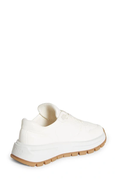 Shop Prada Triangle Logo Lace-up Sneaker In Ivory