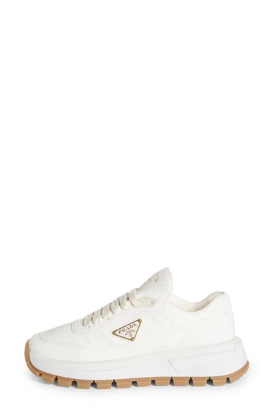 Shop Prada Triangle Logo Lace-up Sneaker In Ivory