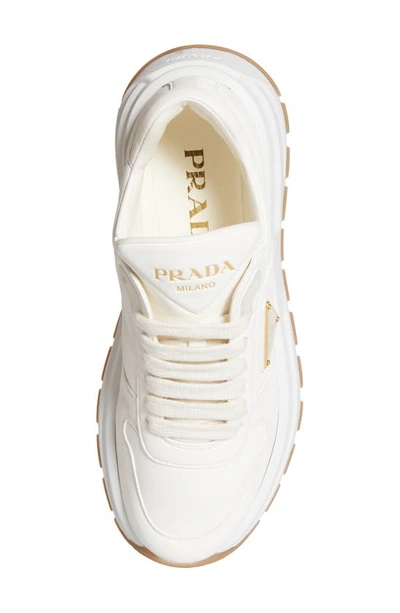 Shop Prada Triangle Logo Lace-up Sneaker In Ivory