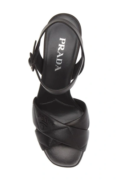 Shop Prada Diagram Platform Sandal In Black