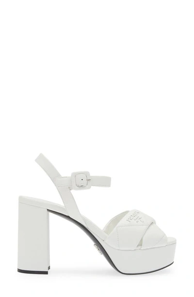 Shop Prada Diagram Platform Sandal In White