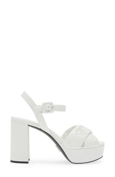 Prada Diagram Platform Sandal In White