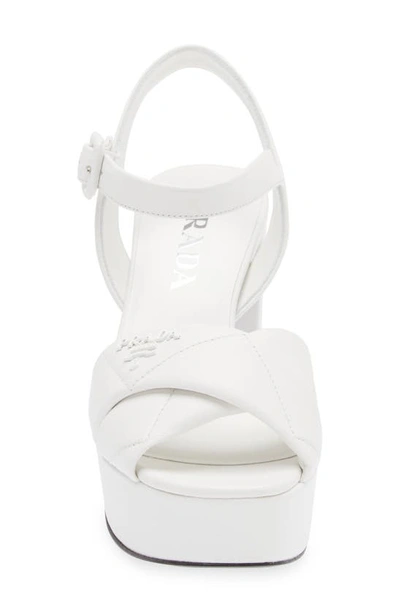 Prada Diagram Platform Sandal In White