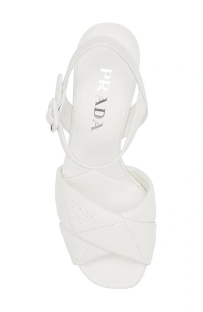 Prada Diagram Platform Sandal In White