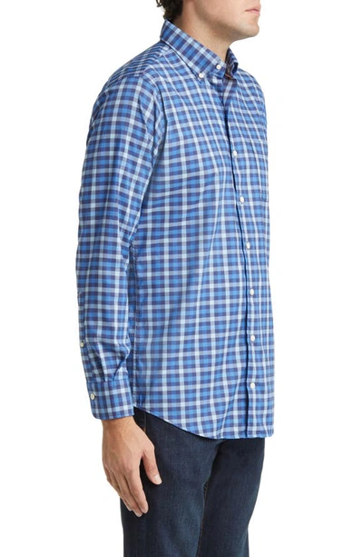 Shop Peter Millar Becket Classic Fit Check Stretch Button-down Shirt In Navy
