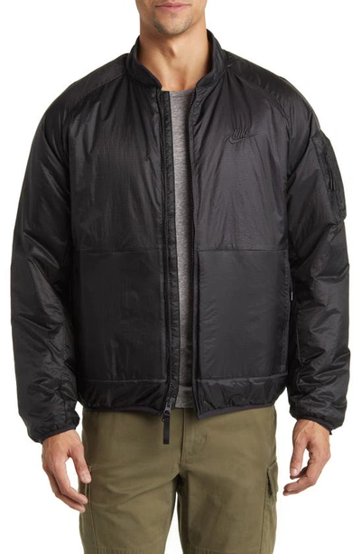 Shop Nike Therma-fit Tech Jacket In Black/ Black