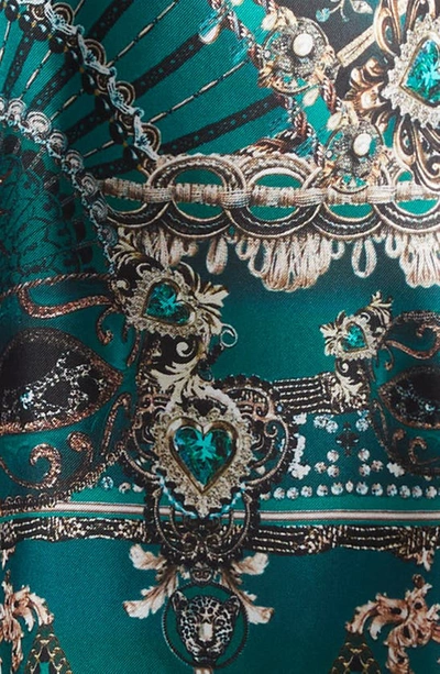 Shop Camilla Venice Veil Print Crystal Embellished Long Sleeve Silk Minidress In A Venice Veil