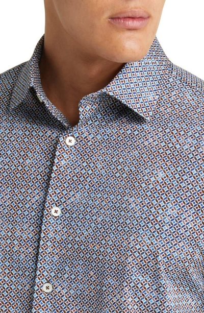 Shop Bugatchi James Ooohcotton® Geometric Print Button-up Shirt In Truffle