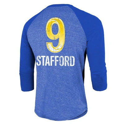 Shop Majestic Threads Matthew Stafford Royal Los Angeles Rams Super Bowl Lvi Name & Number Raglan 3/4 Sle