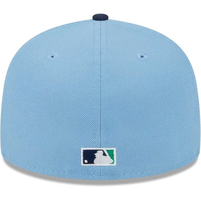 Shop New Era Light Blue/navy New York Yankees Green Undervisor 59fifty Fitted Hat