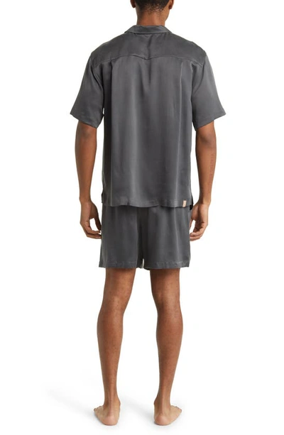Lunya Washable Silk Button-up Short Pajamas In Meditative Grey