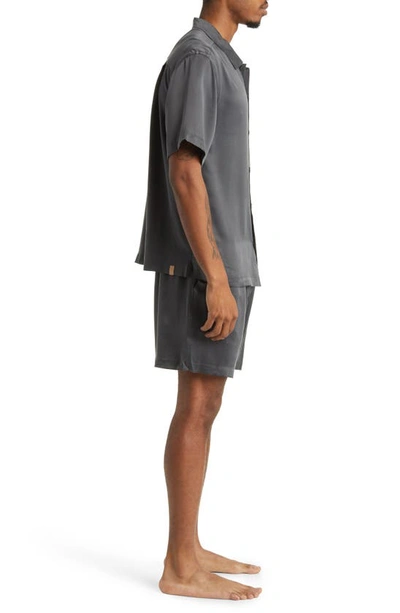 Lunya Washable Silk Button-up Short Pajamas In Meditative Grey