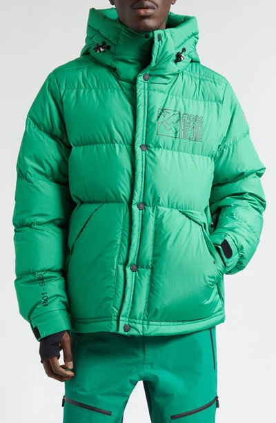 Shop Moncler Cristaux Quilted Ripstop Down Jacket In Green