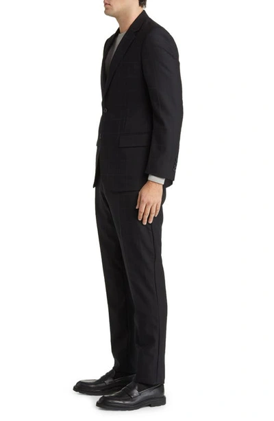 Daniel Hechter Norris Black Windowpane Wool Suit In Black