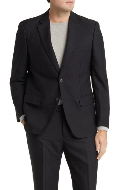 Daniel Hechter Norris Black Windowpane Wool Suit In Black