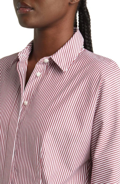 Shop Rag & Bone Morgan Stripe Crop Cotton Shirt In Red Stripe