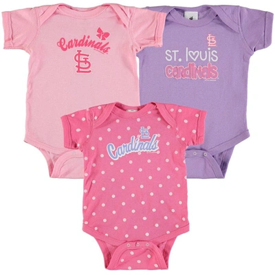Shop Soft As A Grape Girls Infant  Pink/purple St. Louis Cardinals 3-pack Rookie Bodysuit Set