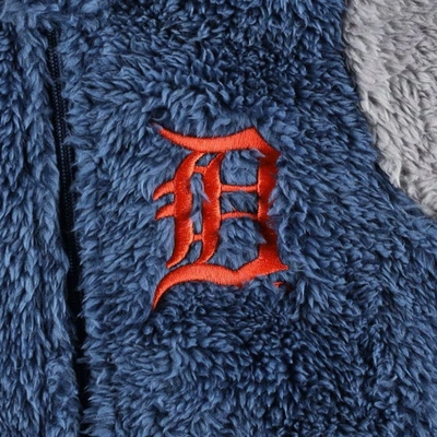 Shop Outerstuff Newborn And Infant Navy/gray Detroit Tigers Game Nap Teddy Fleece Bunting Full-zip Sleeper