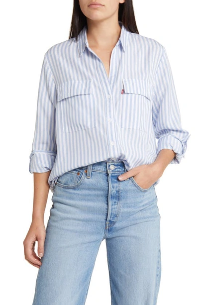 Shop Levi's Doreen Stripe Utility Button-up Shirt In Sara Stripe Brunnera Blue