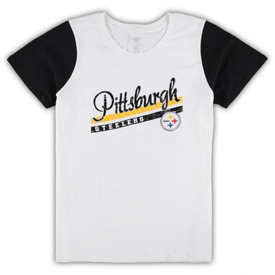 Concepts Sport Women's  White, Black Pittsburgh Steelers Plus Size Downfield T-shirt And Shorts Sleep In White