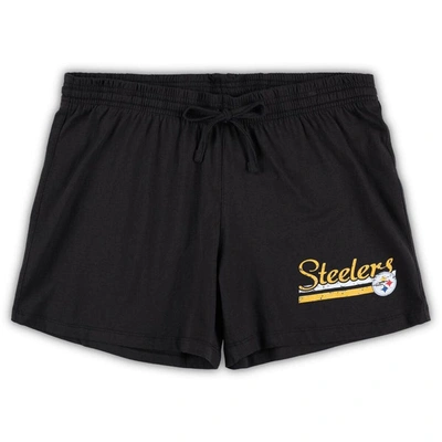Concepts Sport Women's  White, Black Pittsburgh Steelers Plus Size Downfield T-shirt And Shorts Sleep In White