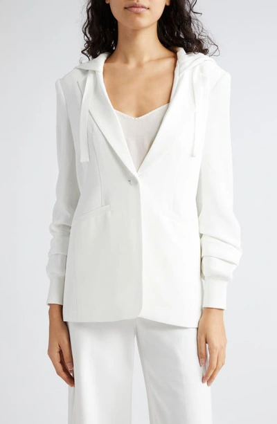 Shop Cinq À Sept Hooded Khloe Jacket In Ivory/ Ivory