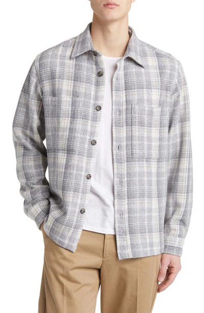 Shop Nn07 Frode 5365 Plaid Wool Blend Flannel Button-up Shirt Jacket In Grey Check