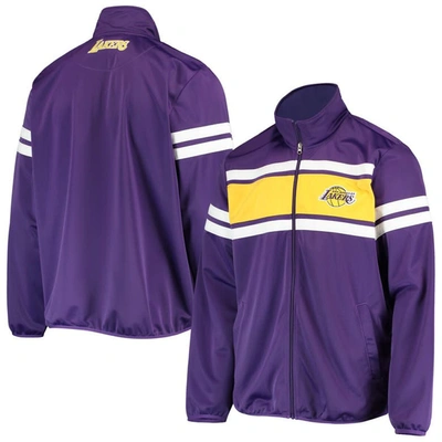 Shop G-iii Sports By Carl Banks Purple Los Angeles Lakers Power Pitcher Full-zip Track Jacket