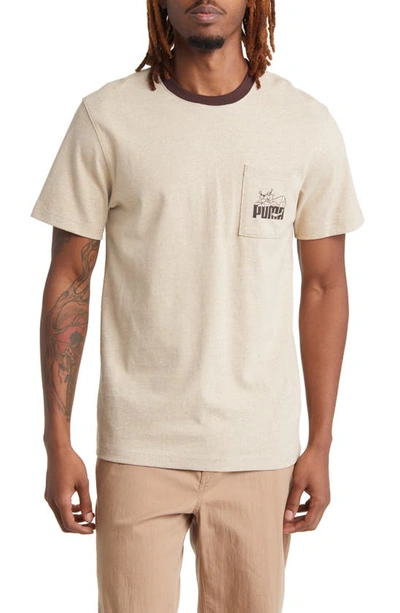 Shop Puma X Noah Pocket Ringer T-shirt In Desert Tan Heather