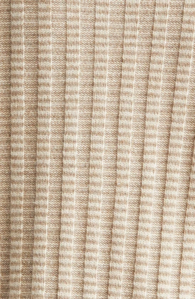 Shop Yanyan Embroirdered Colorblock Stripe Wool V-neck Cardigan In Mink/ Hazelnut