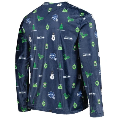 Shop Foco College Navy Seattle Seahawks Holiday Repeat Long Sleeve T-shirt
