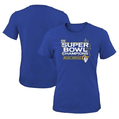 Shop Fanatics Girls Youth  Branded Royal Los Angeles Rams Super Bowl Lvi Champions Parade T-shirt